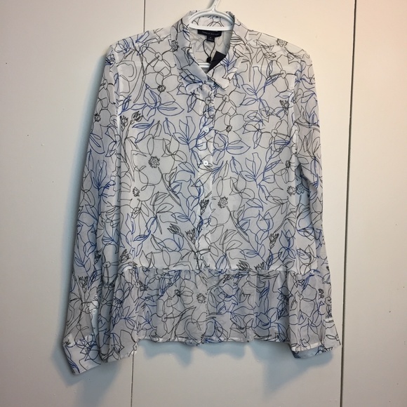 Tommy Hilfiger Floral Sheer Button Blouse Shirt - Picture 1 of 5